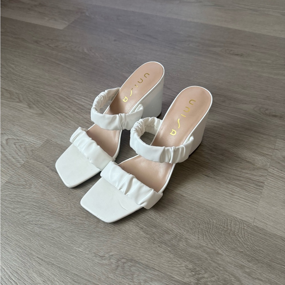 Unisa White Ruffle Strap Sandals